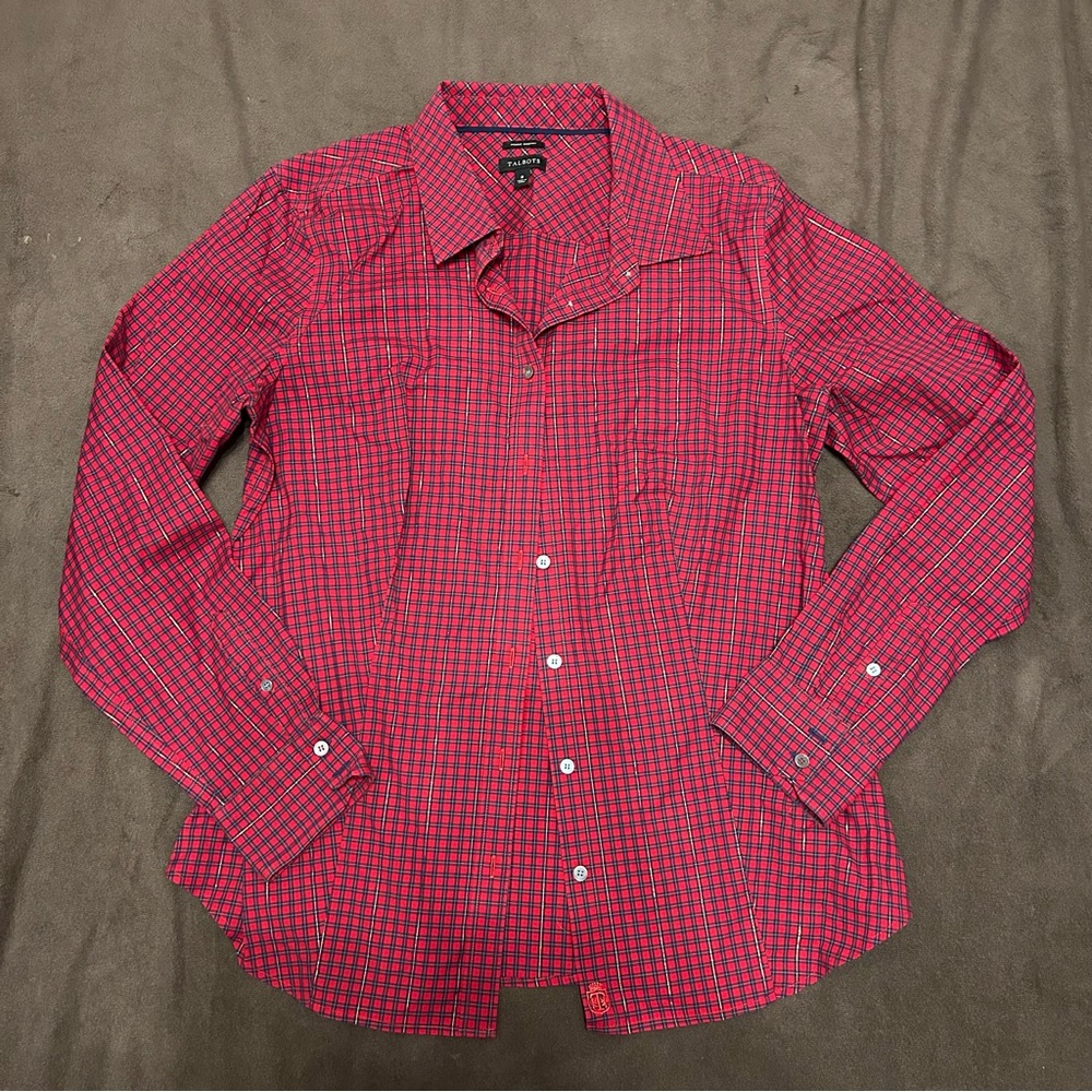 Talbots Plaid Button Down Top
